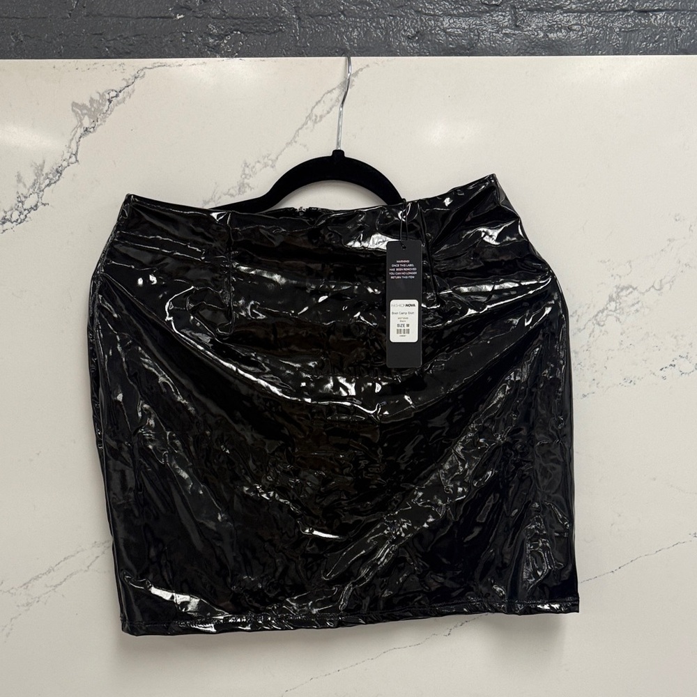 Fashion Nova Shiny Black Mini Skirt